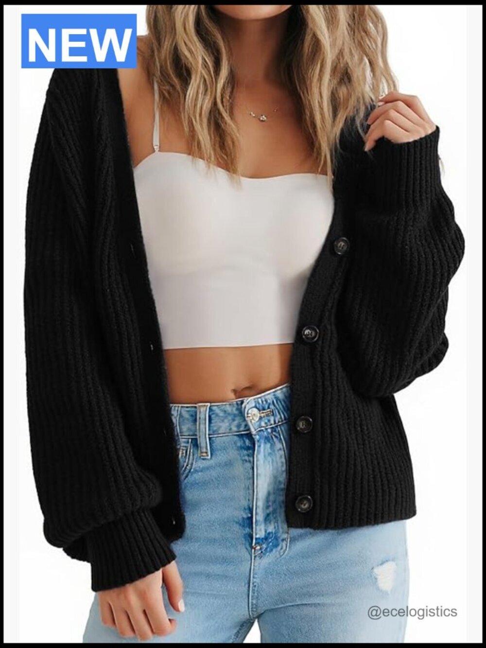 Women's Oversized Long Sleeve Button Down Cardigan Sweater Open Front Knit